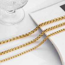 SDA Titanium Steel Water Proof No Fade Gold Silver & Black Round Box Chain - Wire Box Chain - View 1