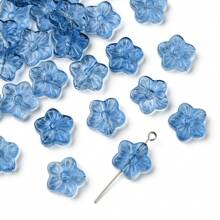 30Pcs Baking Paint Glass Beads, Flower, 12.5x13x4.5mm, Hole: 1.2mm