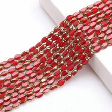 48pcs 4*6mm Colorful Crystal Glass Beads With Gold Trim, Middle Hole, For DIY Crafts, Jewelry Making, Shoes, Accessories, Phone Chain, Necklace, Bracelet, Glasses Chain