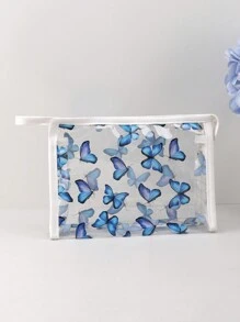 1 stuk vlindervormige transparante etui, waterdichte etui met grote capaciteit, multifunctionele opbergtas voor kantoorbenodigdheden en schoolbenodigdheden