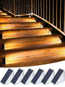 2/6PCS Outdoor Solar Triangle Light, Solar Staircase Light, Solar Landscape Light, 10/13LED IP65 Waterproof Light. Suitable For Courtyard, Villa, Balcony, Garden, Stairs, Streets And Other Outdoor Decorative Atmosphere Lighting., Solar Lights Outdoor