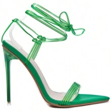 Women's Elegant Pointed Toe High Heel Sandals, Summer - Green - View 2