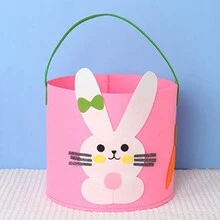 Easter Tote Bag, Cute Cartoon Rabbit Egg Large Capacity Basket Children Festival Present Bag - Pink - View 5