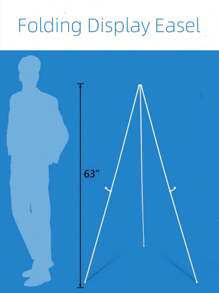 1pc Foldable Easel Stand, Used For Display Floor Easels, For Signage Tripod, For Wedding Signage And Poster Welcome Board Stands, Large Adjustable Metal Painting Easel Tripod - White - View 3