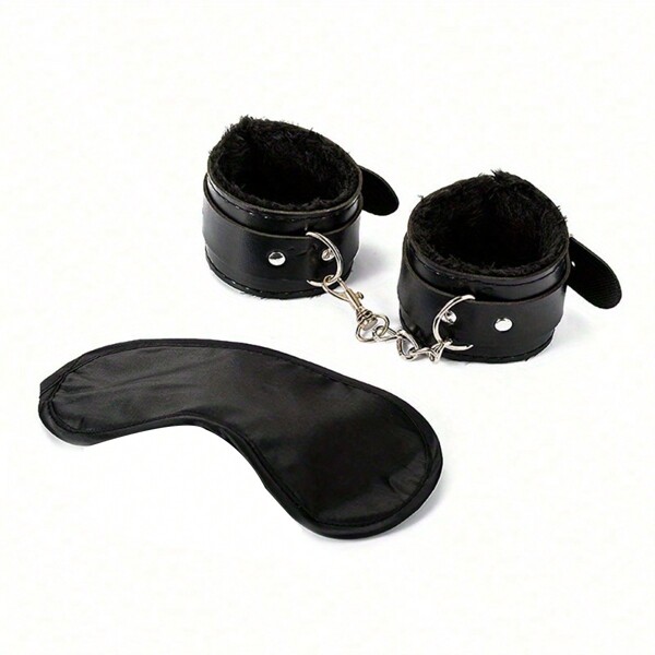 1 Set, Sex Toys Adjustable PU Leather Plush Handcuffs Ankle Cuff Restraints Eye, SM Product BDSM Bondage Kit Eye And Handcuffs, Sex Adults Game Accessories, Sex Tools For Sexual Life For Party For Gift