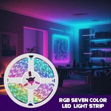 5V 3535RGB LED 灯带套装，15 个 LED/米，蓝牙和遥控器多种照明模式，语音激活音乐同步可调光，适用于卧室、客厅、派对、节日装饰 - 白色 - 查看 5