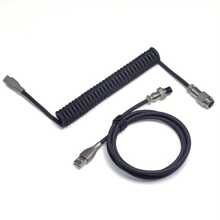 1,5 m weißes 2 Stücke Type-C zu USB Metall-Adapter-Steckverbinder abnehmbares Spielmechanisches Tastaturkabel Set mit Luftsteckerdaten und federnder Verlängerung Type-C Interface, Metallpilotstecker und Spiraldesign für DIY Gaming mechanische Tastaturen