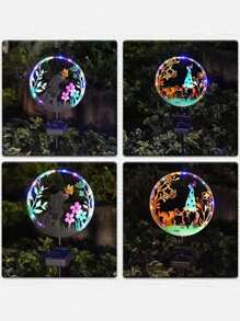 1PC LED 铸铁太阳能花园动物形草坪灯，太阳能花园景观灯，别墅花园小径公园装饰，庭院装饰，户外装饰 - 彩色 - 查看 3