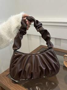 Bolso de mano minimalista y elegante de unicolor sin arrugas con correa para el hombro