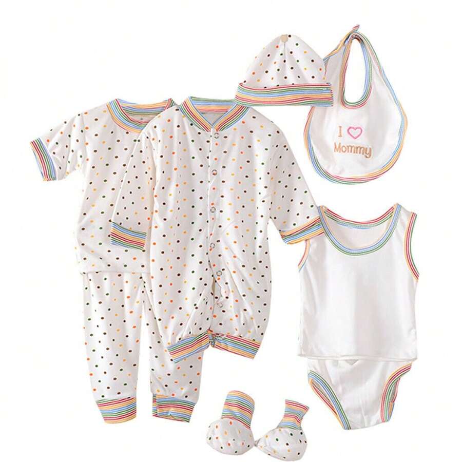 Set De Bienvenida Para Recién Nacido Regalo Bebé 8 Piezas,Juego de 8 Piezas Ropa de Bebé Recién Nacido para Niña y Niño, Monos Unisex para Bebés de 3 a 6 Meses, conjunto de pantalones y pelele para bebé, camisetas, gorro, pantalones, babero y calcetines - Blanco - Ver 1