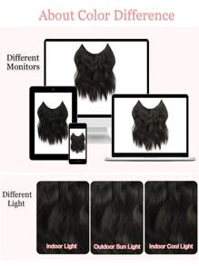 12inch Hair Extension Friday Wavy Clip In Hair Extensions Invisible Wire Black Brown Synthetic Hair Pieces For Women Daily Wear - Black-brown - Xem 6