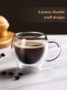 1-2-6 piezas Tazas de café de cristal de doble capa de 80ml con asa, set de tazas de café, set de tazas de té, con aislamiento térmico y resistencia a quemaduras. Adecuado para espresso y bolsitas de té. - Multicolor - Ver 5