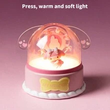 Miniso Sanrio Official Cinnamoroll Wish Lamp | PVC Material | Double Press Color Changing LED Night Light | Two Levels Of Brightness | Music Playback | Rotating Design(1 PC) - Pink - View 3