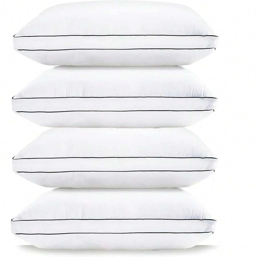 Standard Pillows For Sleeping - Bed Pillows Set Of 4 - Luxury Hotel Quality Down Alternative Pillows For Back And Side Sleeper, Soft And Supportive Gusseted Pillow, 20x26 - trắng - Xem 1