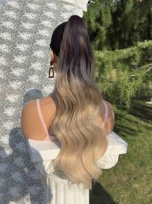 24-Inch Ombre Wavy Gradient Claw Ponytail Clip-In Heat Resistant Synthetic Hair Extension, Suitable For Women, Girls, Party And Daily Use - Ombre - View 12