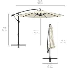 10ft Offset Hanging Market Patio Umbrella W/Easy Tilt Adjustment, Polyester Shade, 8 Ribs For Backyard, Poolside, Lawn And Garden