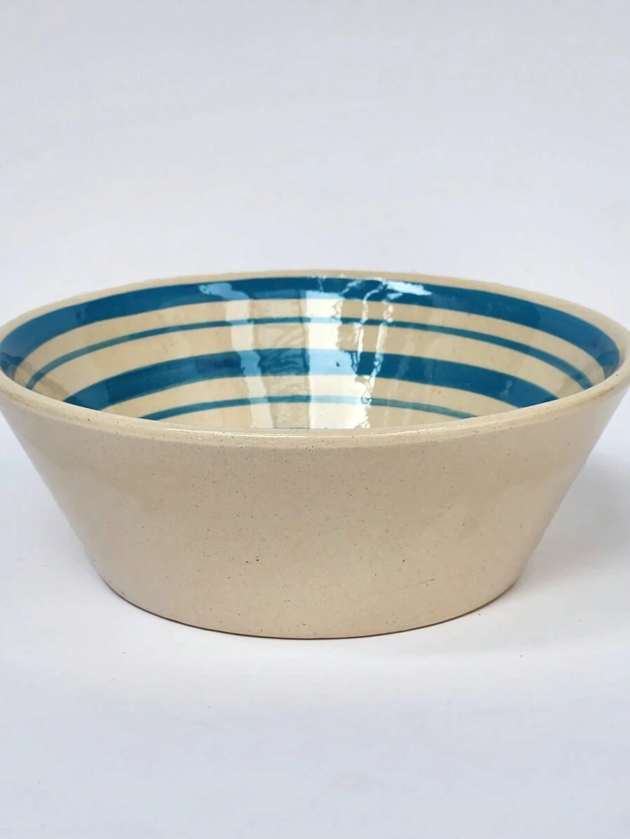 Plato Pozolero Color Franja Azul (12 pza) - Azul - Ver 1