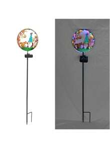 1PC LED 铸铁太阳能花园动物形草坪灯，太阳能花园景观灯，别墅花园小径公园装饰，庭院装饰，户外装饰 - 彩色 - 查看 9