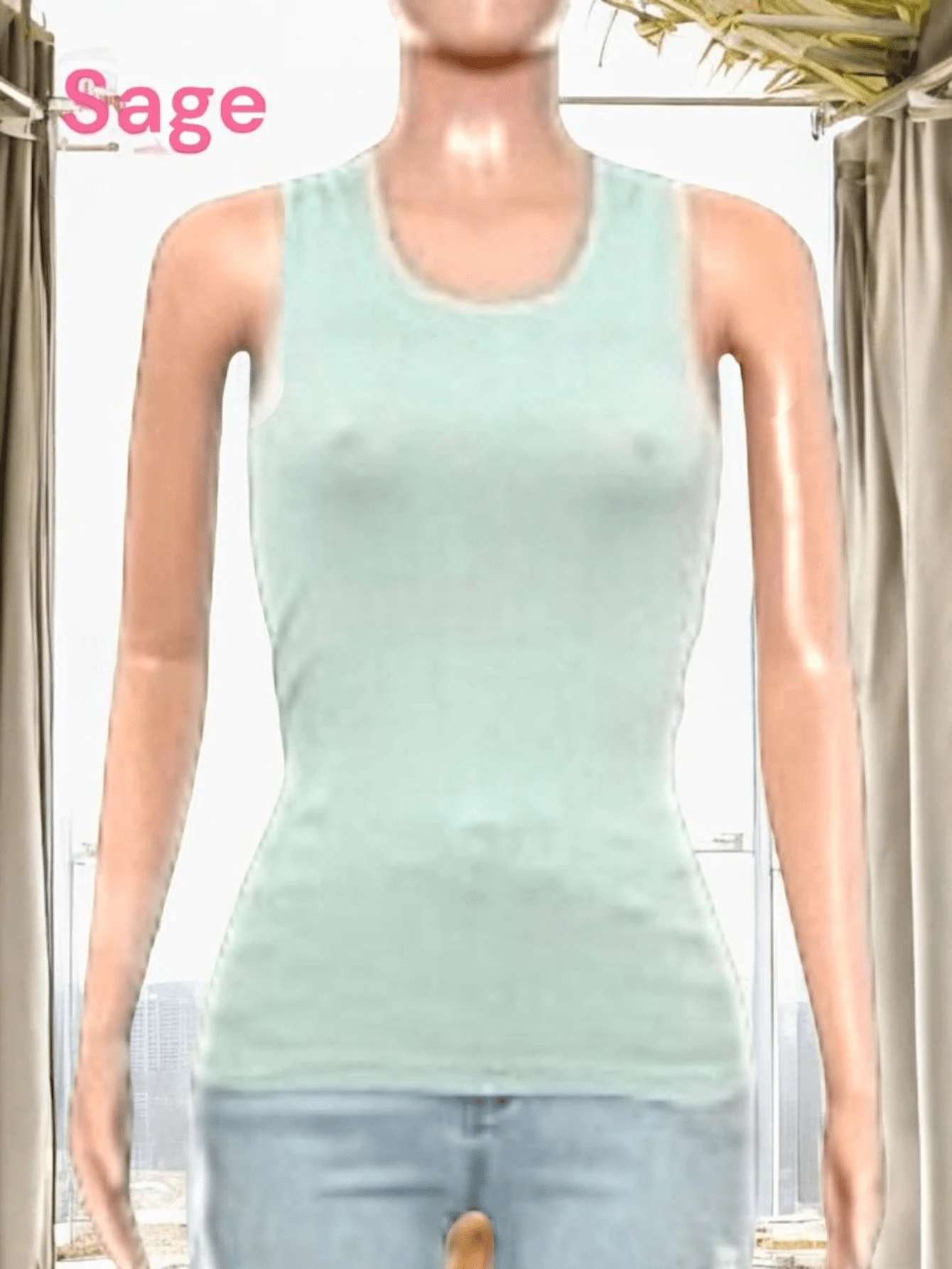 Blusa tipo Camiseta de Tirantes Grueso Espalda Estilo Nadador - Azul menta - Ver 1