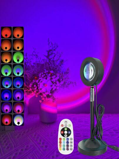 1 buc lampă proiector apus RGB / lampă apus de soare cu o singură culoare intrare USB 5V RGB 16 telecomandă colorată festival / petrecere / lumină de noapte decorare cameră / fotografie / decor casă / decor perete / iluminat proiector