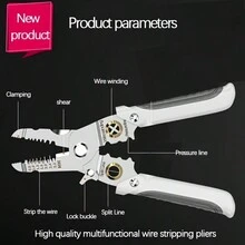 多功能电工剥线钳和剪线钳 - 不锈钢材质，浅灰色/白色，工业级工具 - 剝線鉗 - 查看 9