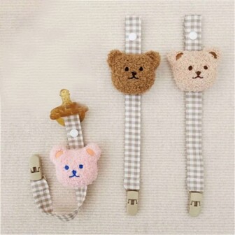 1 件装婴儿卡通布质奶嘴夹，婴儿牙胶防丢失链，按扣安装方便