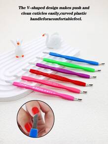 10/20 stuks set nieuwe plastic dubbele kop nagelriemduwer & roestvrijstalen V-vormige schraper, voetverzorging dode huid verwijderaar tools, meerkleurige opties voor thuisgebruik en professionele nageltechnicus