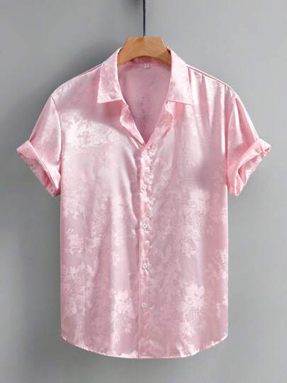Men's Casual Jacquard Short Sleeve Shirt, Spring/Summer