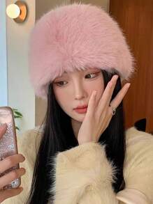 1 件女式新款人造毛皮加厚保暖蒙古帽，防风耳罩，带可拆卸狐狸毛绒球配饰，适合秋冬季服装 - 帽子 - 查看 3