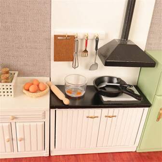 Set de 10 piezas de accesorios de cocina en miniatura realistas, que incluyen batidor, rodillo, sartén