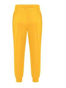 Women's Casual Solid Color Drawstring Ankle-Tied Pants Spring - Yellow - View 3
