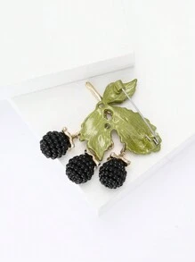 时尚珐琅黑莓吊坠胸针 女士 男士 植物别针 西装别针 配饰 礼物 - Blackberry Pendant Brooch - 查看 4