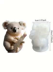 1 pieza Molde de silicona con cilindro de alivio de koala 3D lindo, tema de animales con forma amétrica DIY, suministros de artesanía de jabón de resina y esponjosos - Utilizado para velas de aromaterapia, jabón, cera, fundición de resinas, decoración de mousse de postre - Perfecto para decoración del hogar