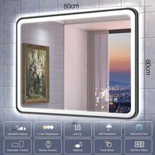 S'bagno Badspiegel mit Beleuchtung 80x60 cm Badezimmerspiegel mit Beleuchtung mit Aluminiumrahmen Nebel 3000-6500K Memory-Funktion IP44 Bad Spiegel mit Licht Horizontal/Vertikal Schwarz - M99(SchwarzerAluminiumrahmen+NoBluetooth)-60Lx80Bcm - Übersicht 9