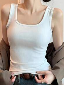 2Pcs Women's Slim-Fit Sleeveless Tank Tops, Scoop Neck Ribbed Knit Summer Vest, Black & White