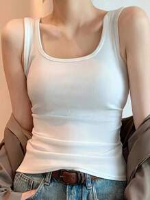 2Pcs Women's Slim-Fit Sleeveless Tank Tops, Scoop Neck Ribbed Knit Summer Vest, Black & White