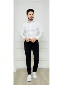 Men's Formal Pants SLIM FIT Elastane Stretch - 黑色 - 查看 1