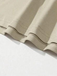 Young Boy Casual Graffiti Print Short Sleeve Round Neck T-Shirt, Summer Vacation Style - Khaki - View 4