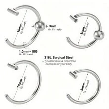 1/3pcs Fake Lip Ring Fake Piercing Stainless Steel Fake Nose Ring Septum Non Piercing Punk Women Body Jewelry