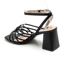Casual Fashion Versatile Chunky Heel Open Toe Women Sandals - Black - View 4
