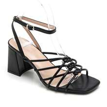 Casual Fashion Versatile Chunky Heel Open Toe Women Sandals - Black - View 2