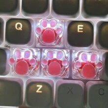 4 件手工制作半透明猫爪键帽适用于定制机械键盘，ABS 树脂材质，商务风格，OEM 外形