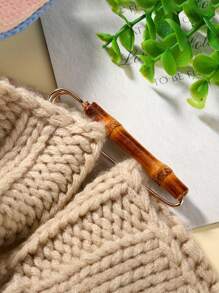 1pc Bamboo Style Safety Pin Brooch For Sweaters, Scarves, Shawls - Golden Color - Large Vintage Feather Pin Clasp - Sewing Accessories Travel Essentials Travel Accessories Travel Must Haves - Multicolor - View 6