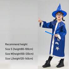 Capa de mago para niños, conjunto de mago para niño y niña, ropa de mago, sin accesorios - azul real - Ver 10