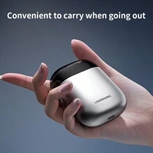 男士电动剃须刀，便携式旅行车用可充电迷你可水洗双刀片，带 2 档速度调节 - 銀色 - 查看 4