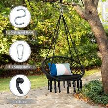 Homasis Hammock Swing Chair With Cushion Hanging Hardware Kit Indoor Outdoor - Black - View 6