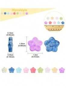 30Pcs Baking Paint Glass Beads, Flower, 12.5x13x4.5mm, Hole: 1.2mm