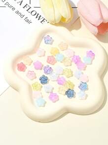 30Pcs Baking Paint Glass Beads, Flower, 12.5x13x4.5mm, Hole: 1.2mm