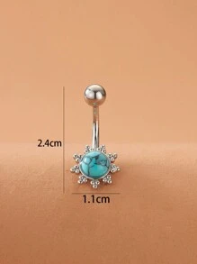 1 pieza Adorable arete de botón de ombligo con un ágata de girasol natural