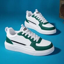 休闲情侣鞋，尺码 36-45，女士休闲鞋，男士运动鞋，系带软底平底舒适男鞋，轻便低帮日常运动鞋 - 綠色 - 查看 2